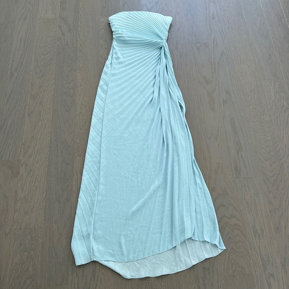 ALC A.L.C. Layla Light Baby Blue Strapless Pleated Gown Maxi Dress - Size 2 - Picture 2 of 11